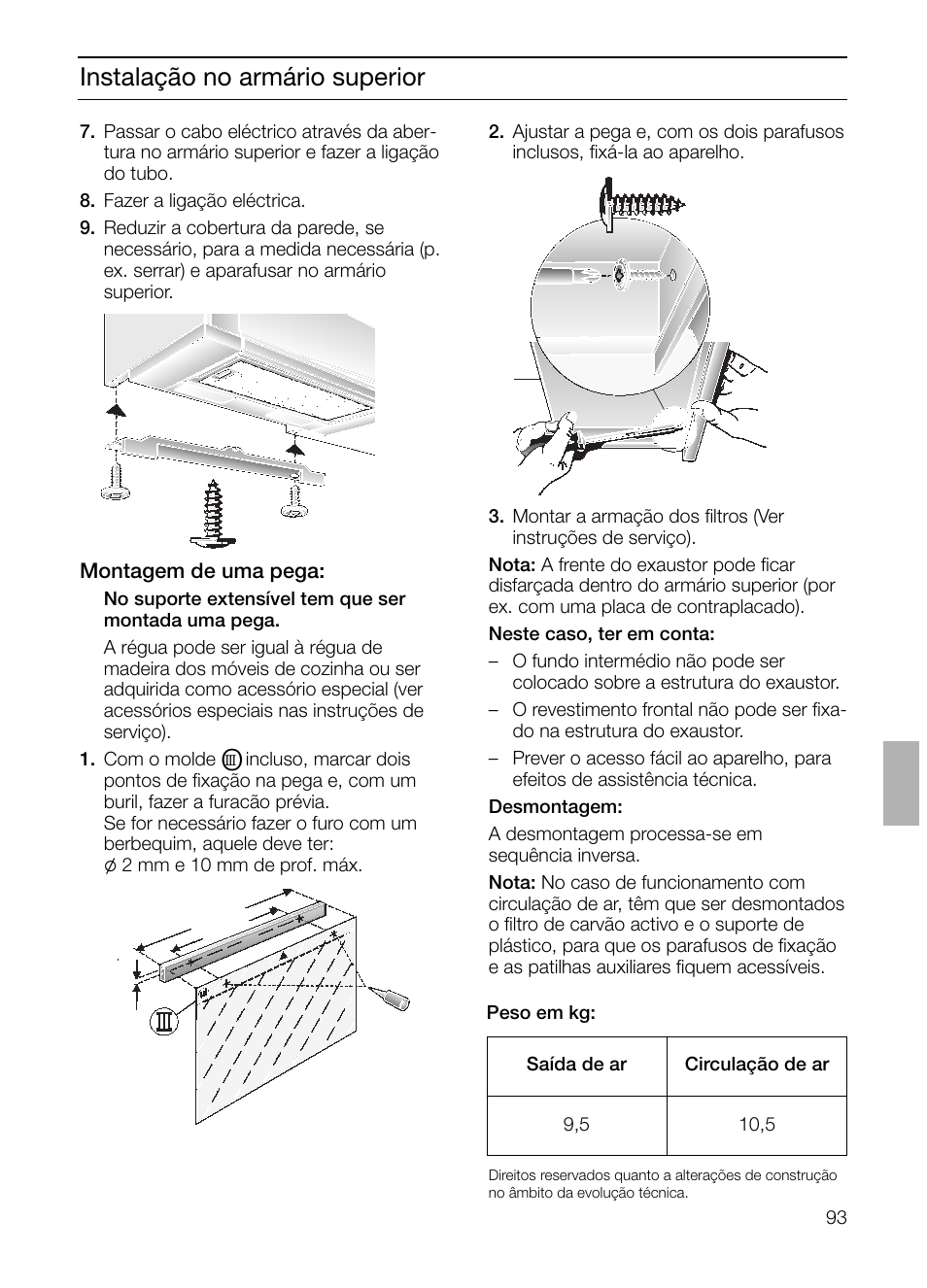 Instalação no armário superior | Bosch DHI645H grau-metallic Flachschirmhaube 60 cm User Manual | Page 93 / 96