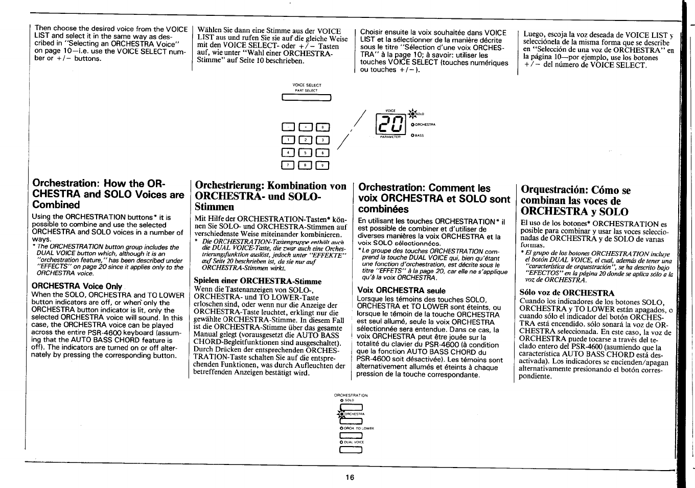 Spielen einer orchestra-stimme, Voix orchestra seule, Гп qd qd гп gd qd | Yamaha PSR-4600 User Manual | Page 18 / 30