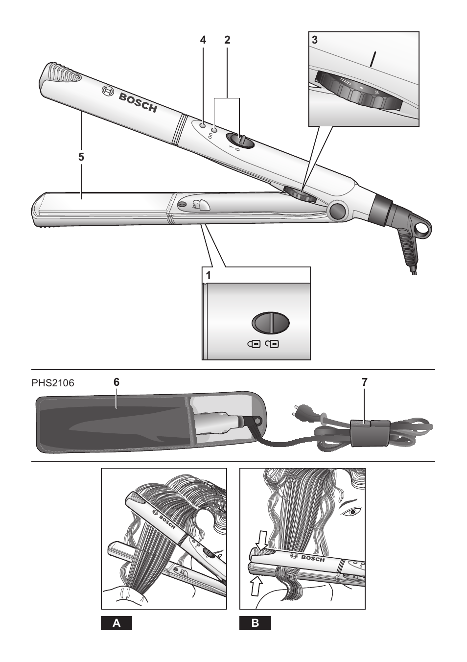 Bosch PHS2105 Haarglätter beautixx creative User Manual | Page 3 / 84