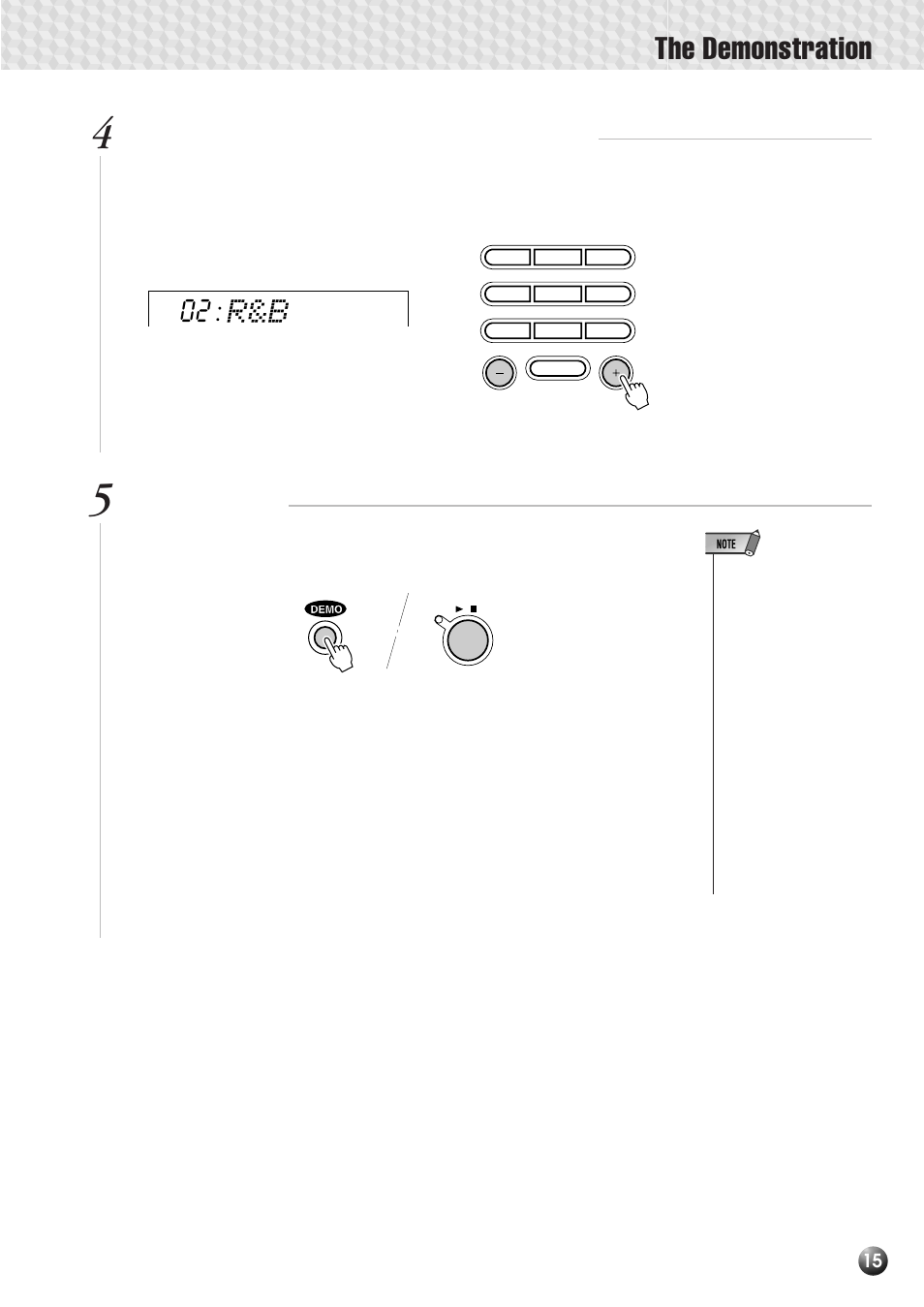 The demonstration | Yamaha PSR-530 User Manual | Page 17 / 130