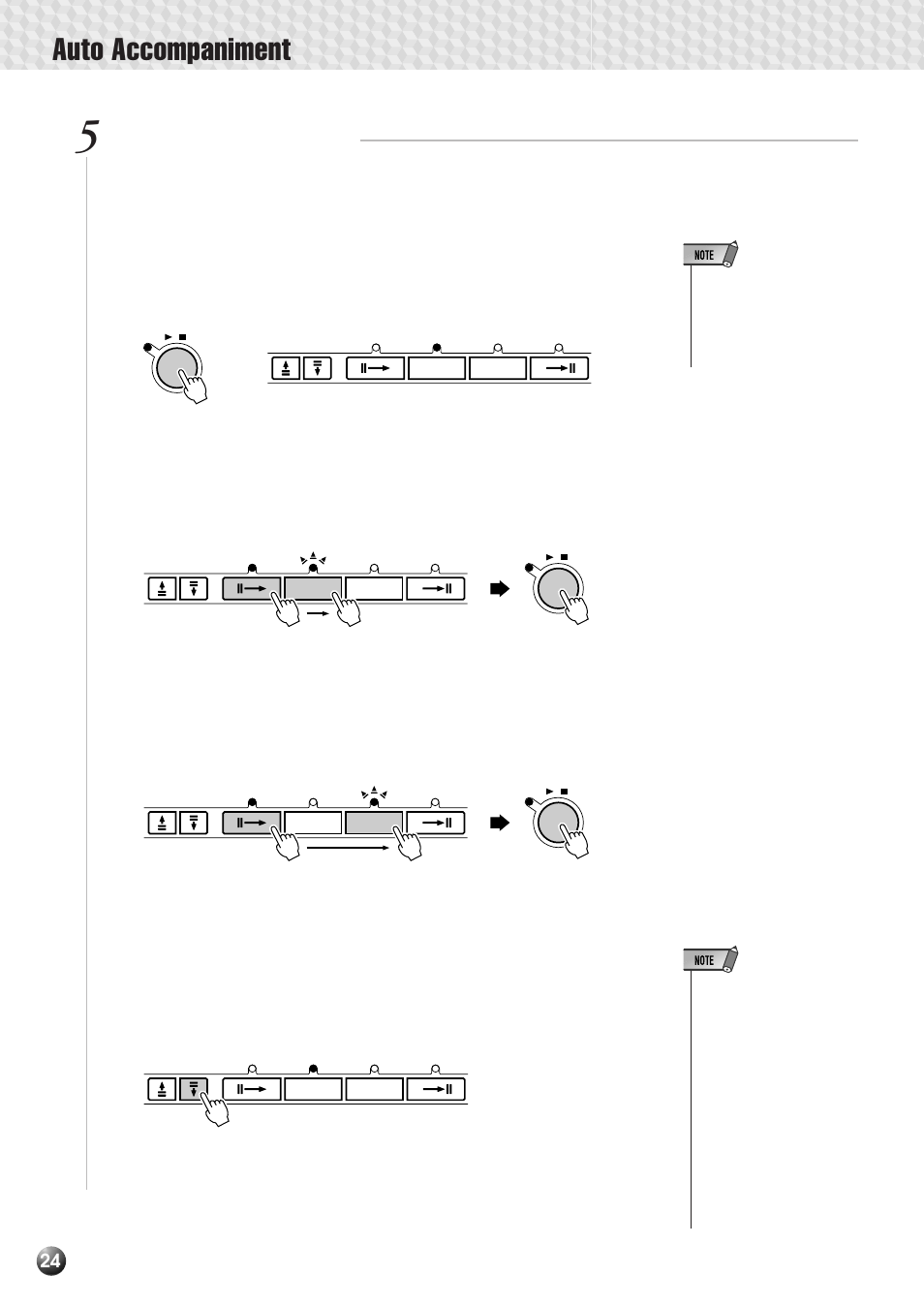 Auto accompaniment, Start the accompaniment, There are several ways to start the accompaniment | Yamaha PSR-530 User Manual | Page 26 / 130