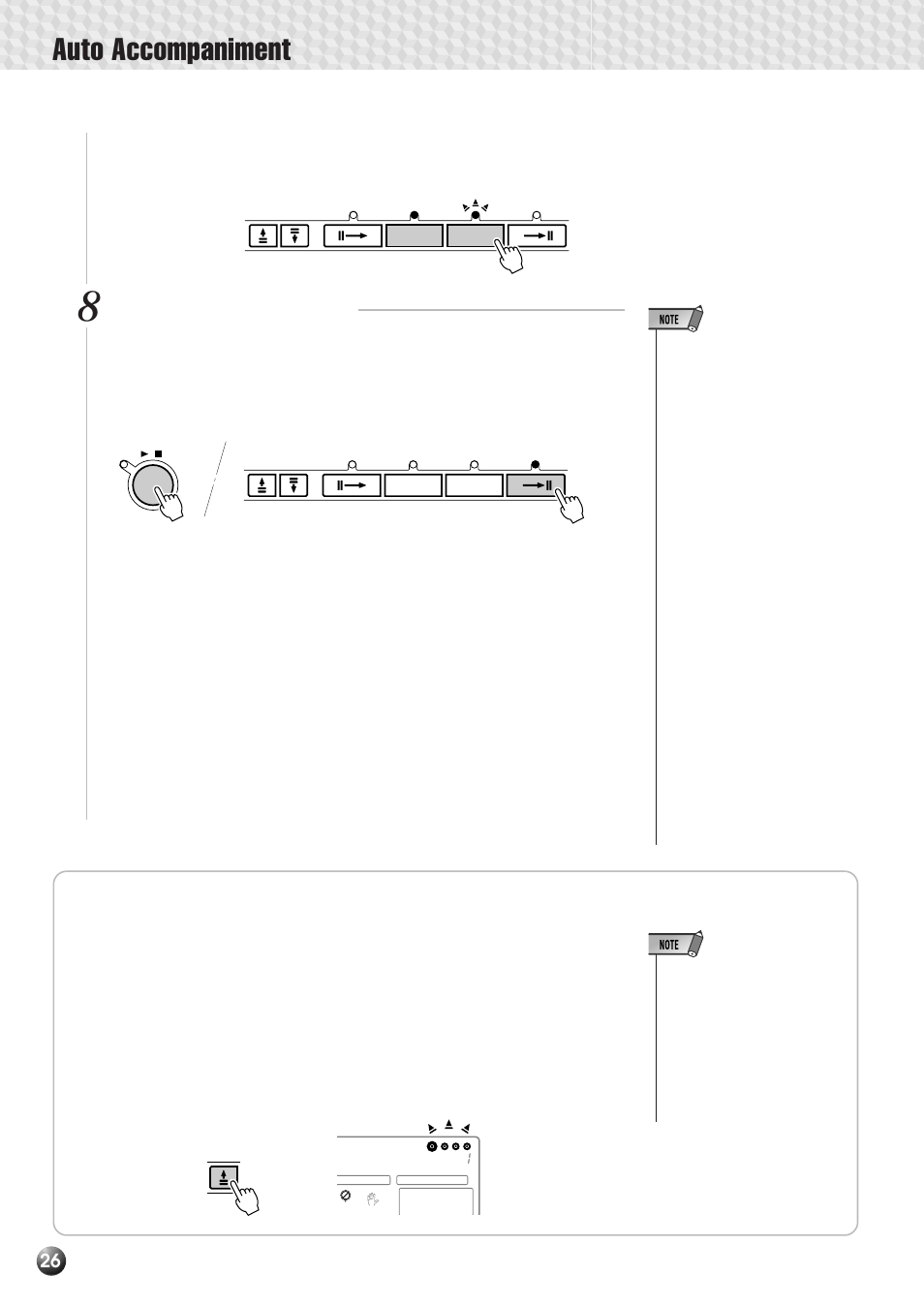 The synchro stop function, Auto accompaniment, Stop the accompaniment | Yamaha PSR-530 User Manual | Page 28 / 130