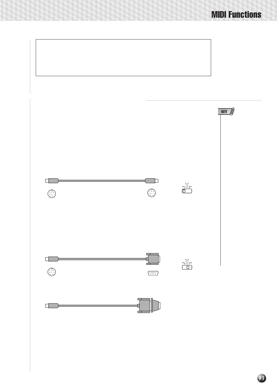 Connect using the to host terminal, Midi functions | Yamaha PSR-530 User Manual | Page 93 / 130