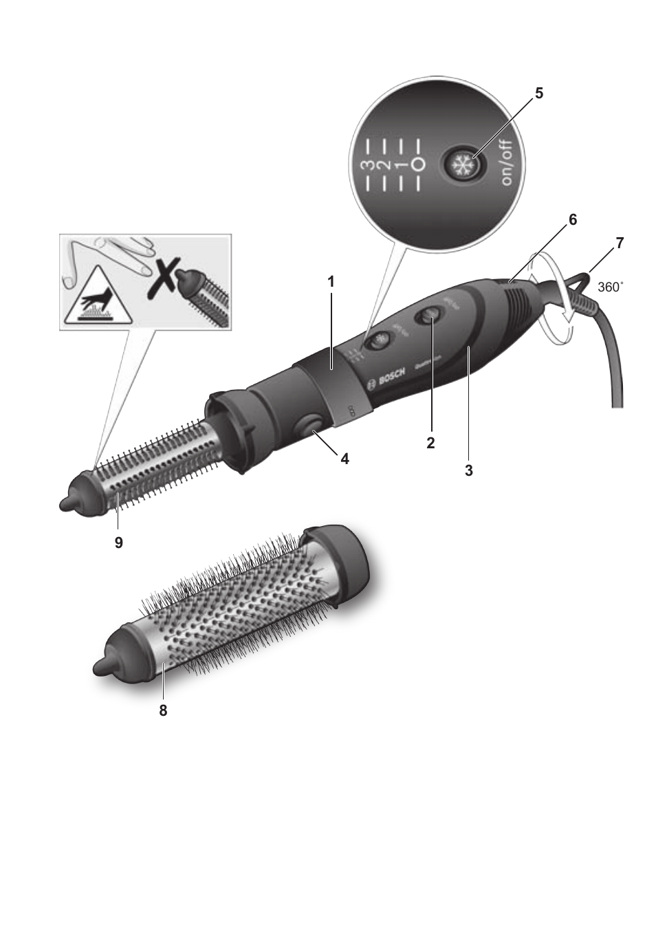 Bosch PHA5363 Warmluftstylingbürste BrilliantCare Quattro-Ion User Manual | Page 3 / 86