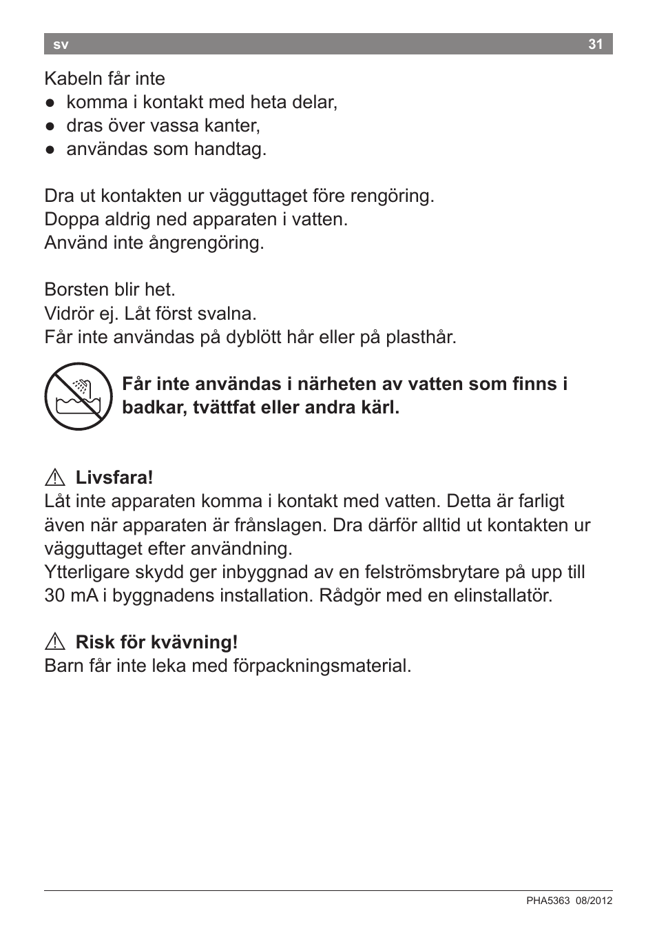 Bosch PHA5363 Warmluftstylingbürste BrilliantCare Quattro-Ion User Manual | Page 33 / 86