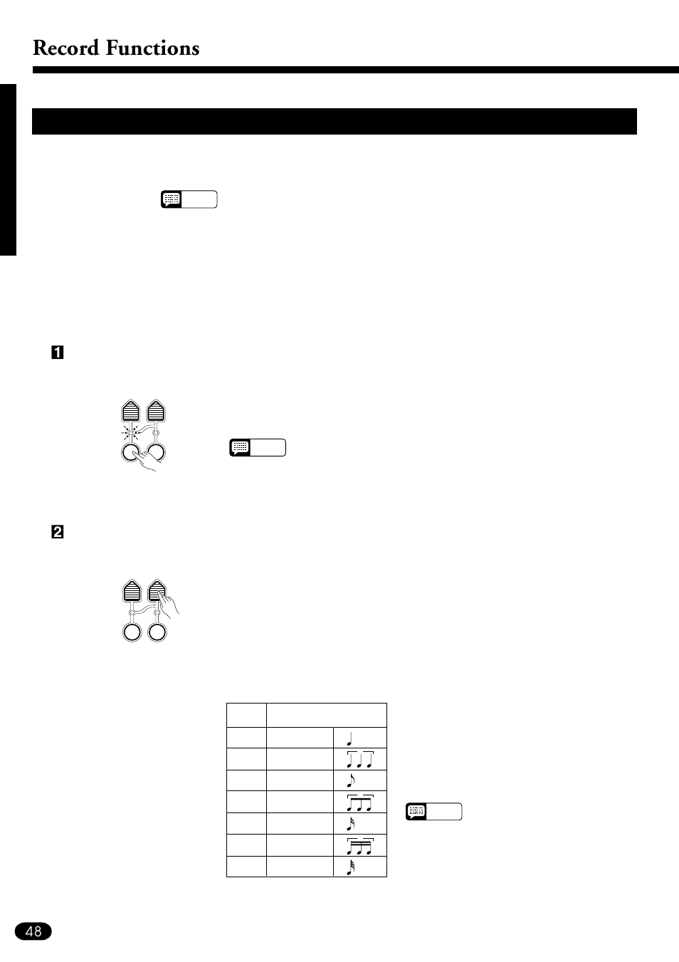 Record functions, Step recording | Yamaha PSR-510 User Manual | Page 50 / 77