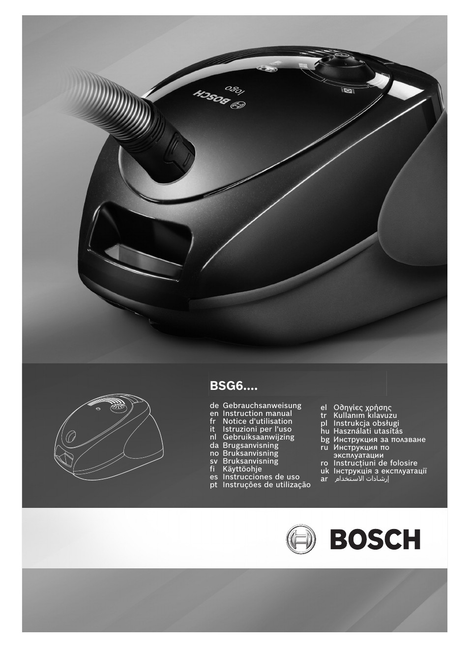 Bosch logo Bodenstaubsauger mit Staubbeutel BSG62200 samoablau-metallic User Manual | 42 pages