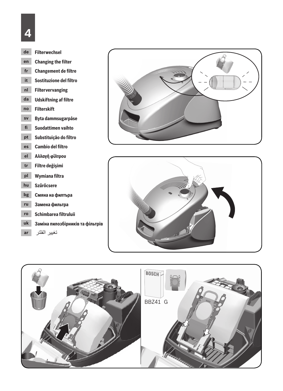 Bosch logo Bodenstaubsauger mit Staubbeutel BSG62200 samoablau-metallic User Manual | Page 7 / 42