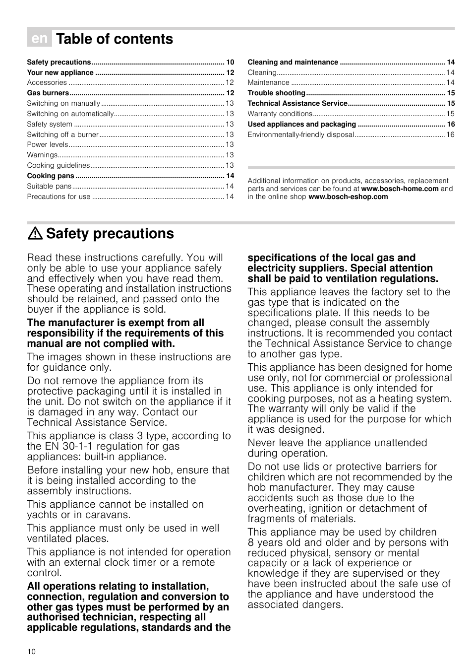 Bosch PRS926B70E Gas-Kochstelle Glaskeramik 90 cm User Manual | Page 10 / 52