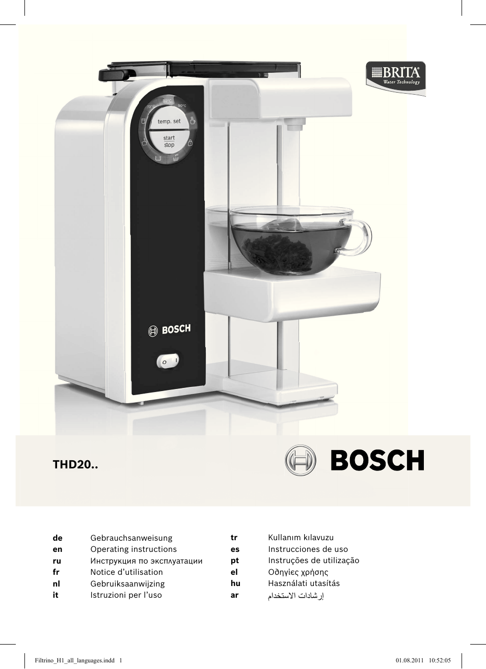 Bosch THD2023 Heißwasserspender Filtrino FastCup User Manual | 154 pages