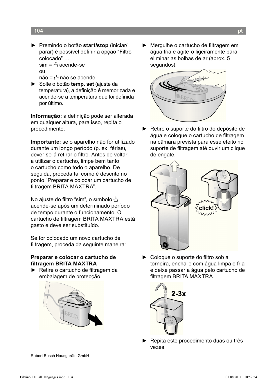 Bosch THD2023 Heißwasserspender Filtrino FastCup User Manual | Page 104 / 154