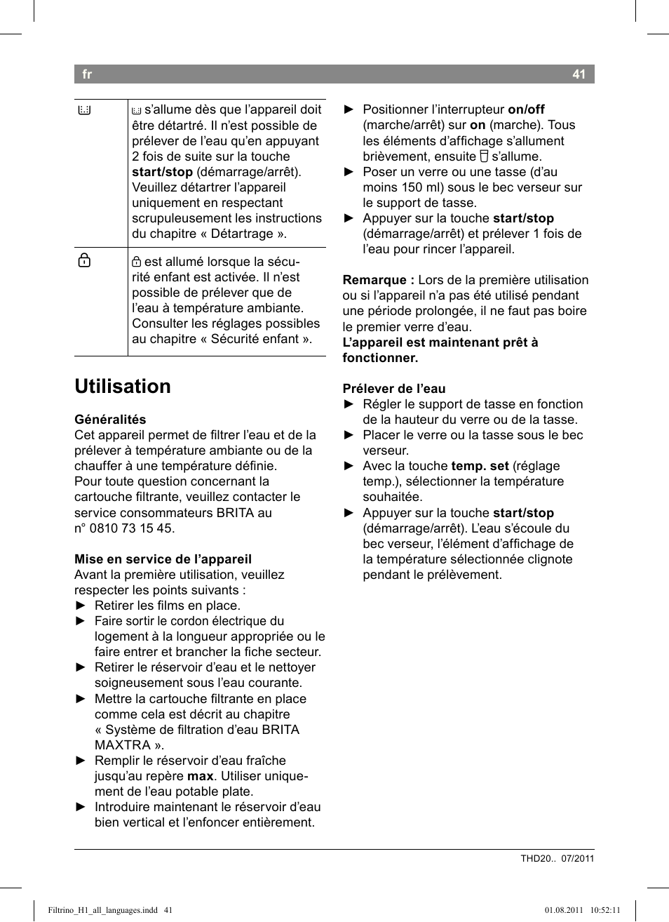 Utilisation | Bosch THD2023 Heißwasserspender Filtrino FastCup User Manual | Page 41 / 154