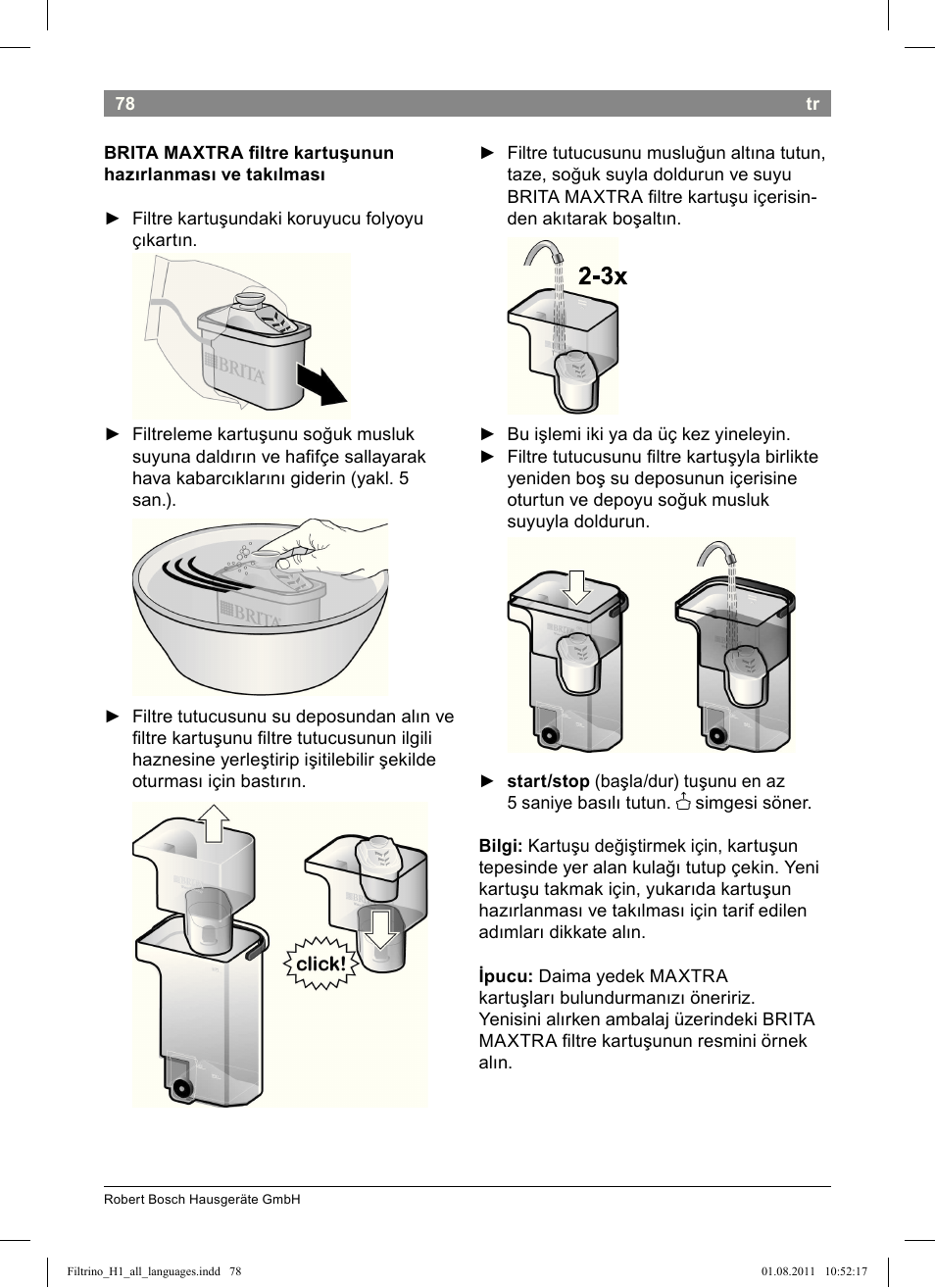 Bosch THD2023 Heißwasserspender Filtrino FastCup User Manual | Page 78 / 154