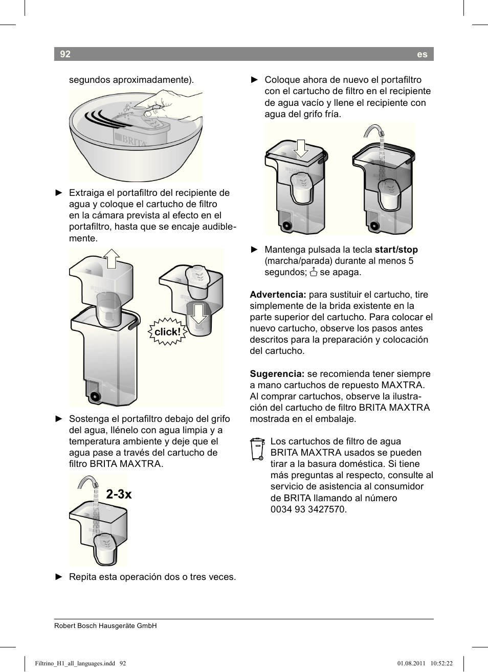 Bosch THD2023 Heißwasserspender Filtrino FastCup User Manual | Page 92 / 154