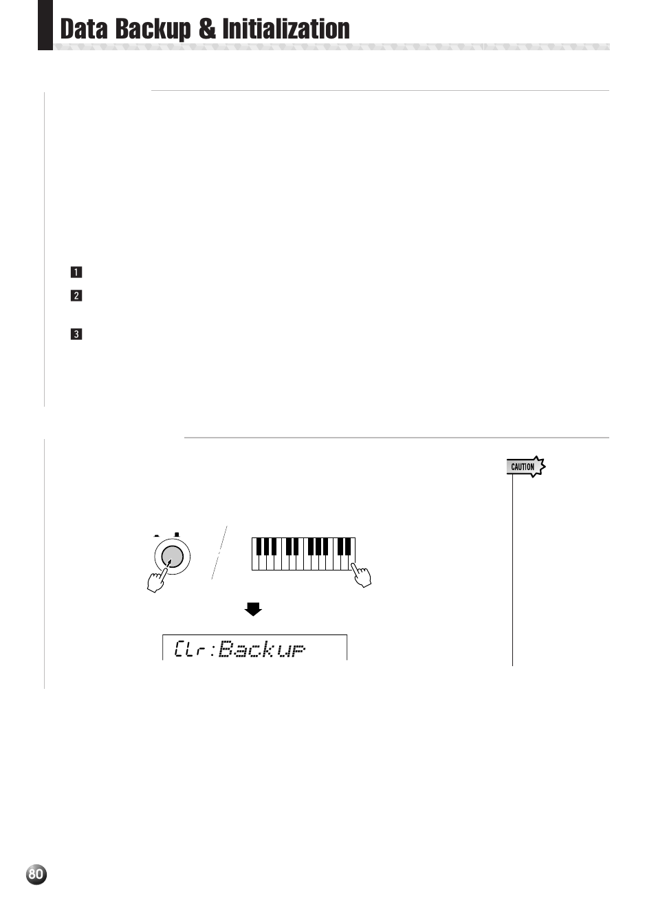 Data backup & initialization, Data backup, Data initialization | Backup | Yamaha PSR-330 User Manual | Page 82 / 90