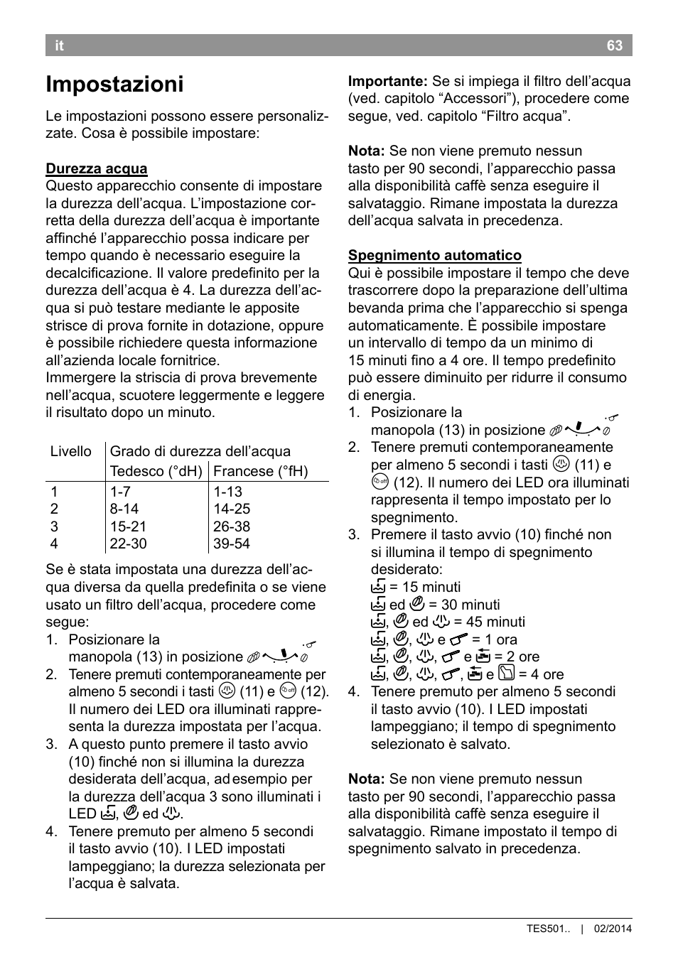 Impostazioni | Bosch TES50159DE VeroCafe Kaffeevollautomat schwarz User Manual | Page 67 / 86