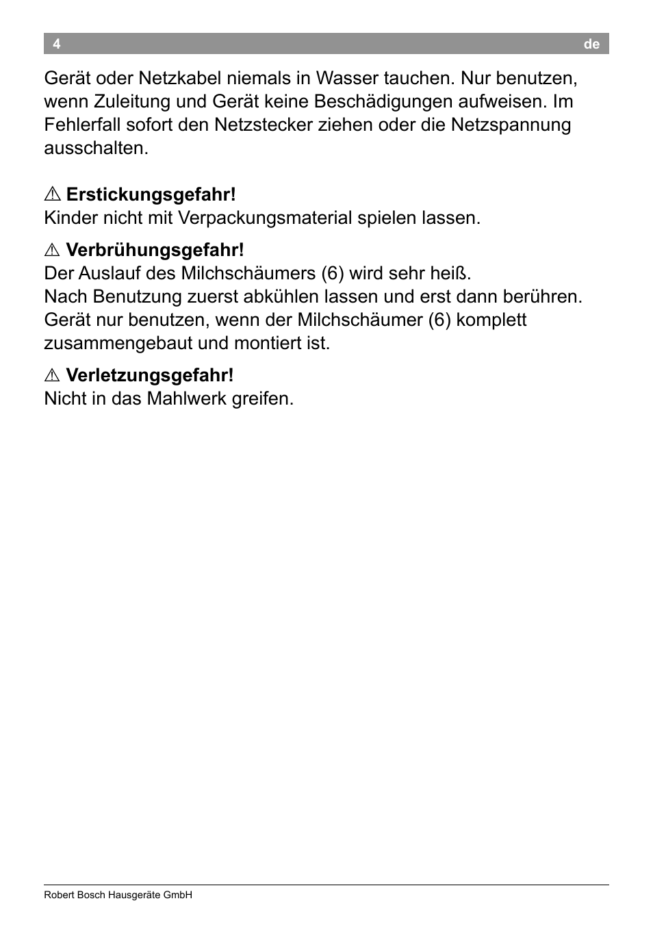 Bosch TES50159DE VeroCafe Kaffeevollautomat schwarz User Manual | Page 8 / 86