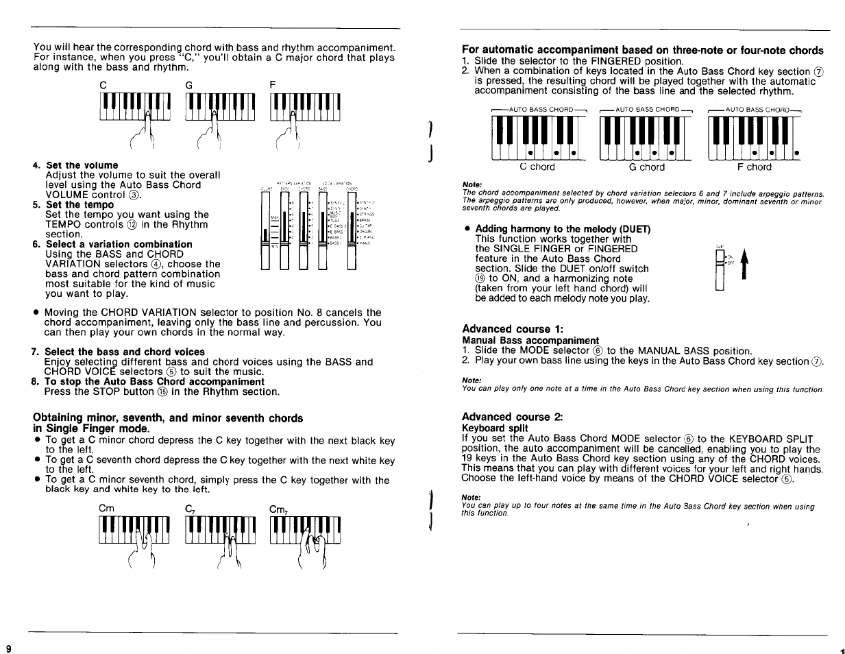 Advanced course 1, Advanced course 2 | Yamaha PSR-41 User Manual | Page 7 / 13