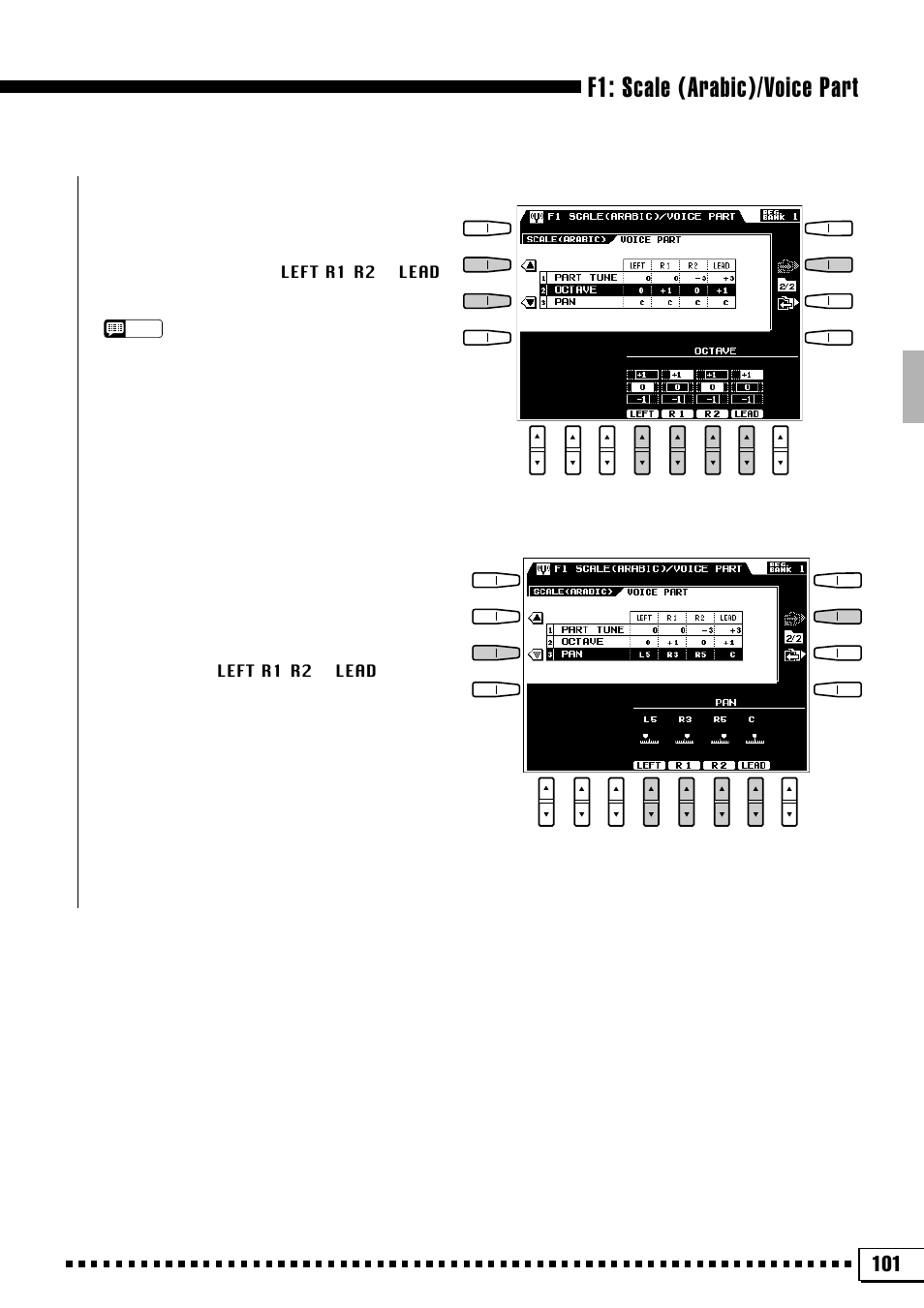 F1: scale (arabic)/voice part | Yamaha PSR-4000 User Manual | Page 105 / 165