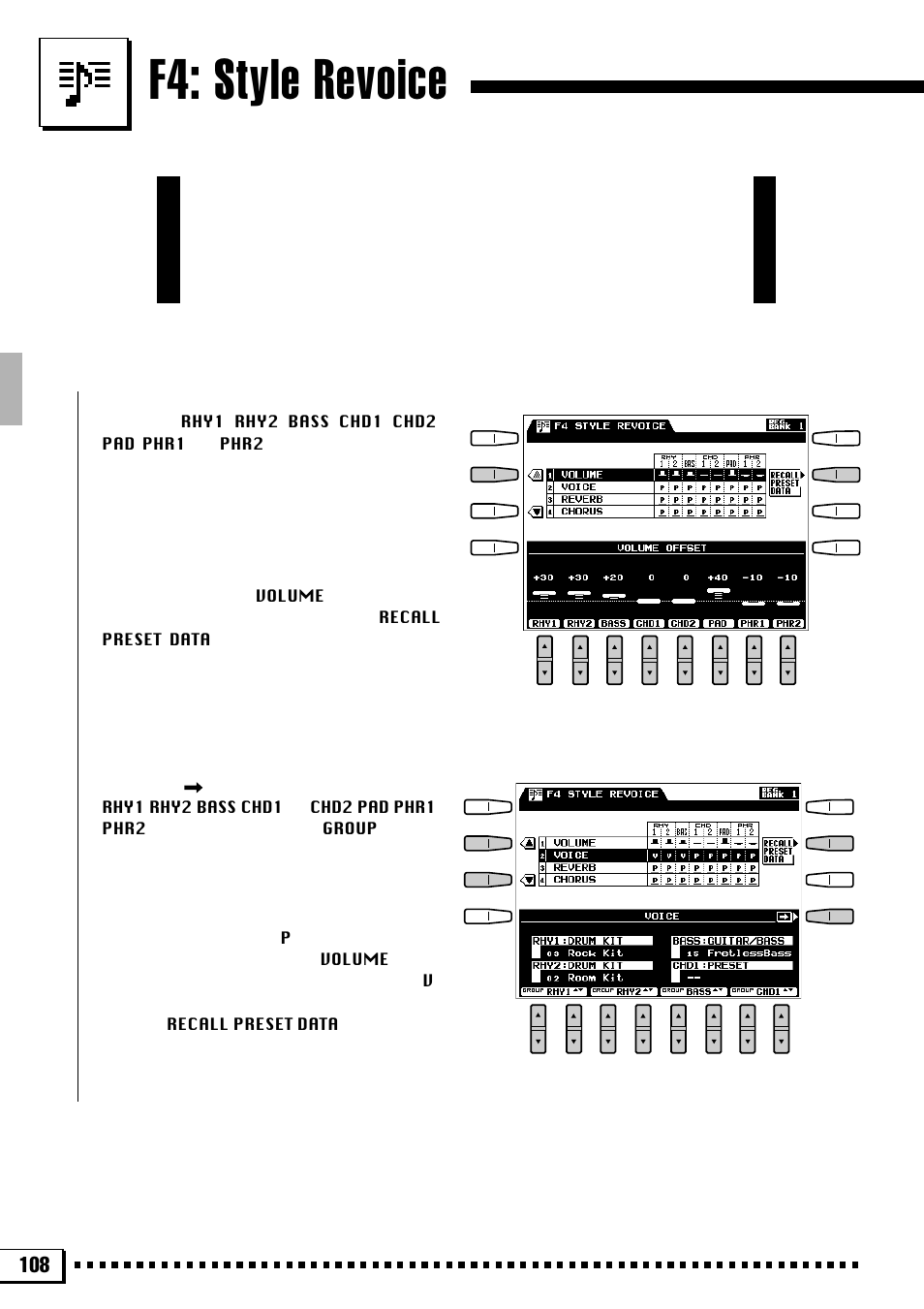 F4: style revoice | Yamaha PSR-4000 User Manual | Page 112 / 165