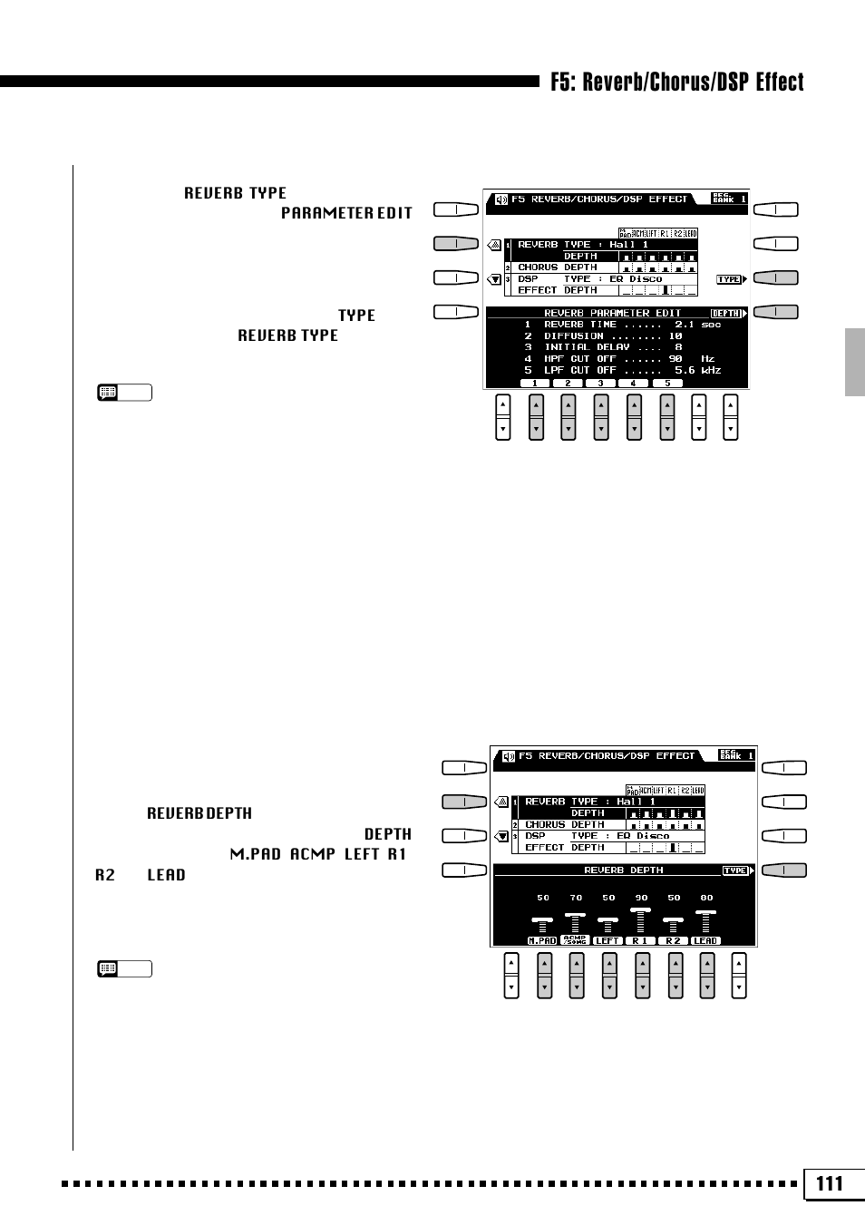 F5: reverb/chorus/dsp effect | Yamaha PSR-4000 User Manual | Page 115 / 165