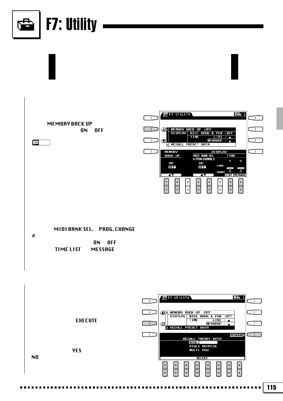 F7: utility | Yamaha PSR-4000 User Manual | Page 119 / 165