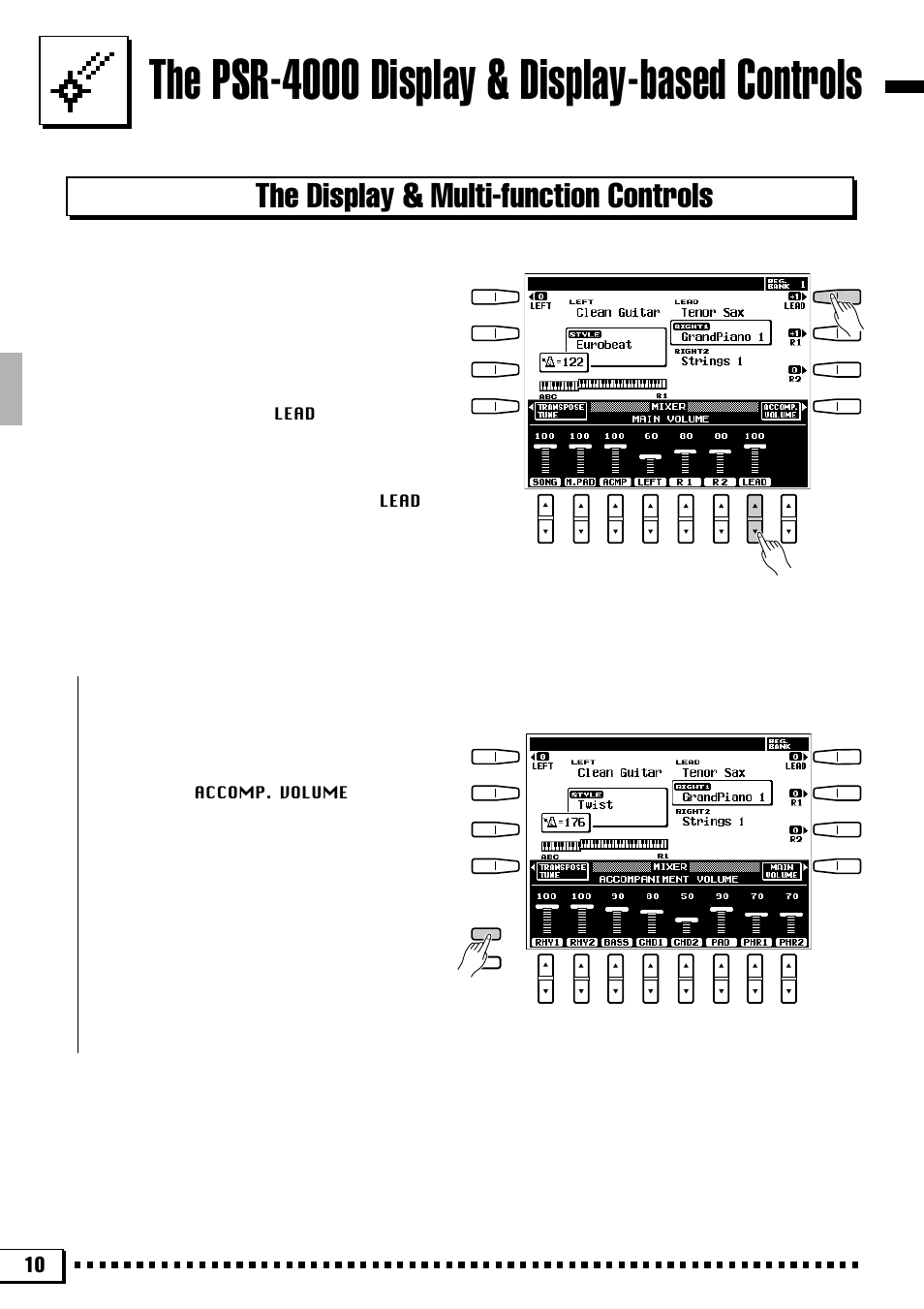 The psr-4000 display & display-based controls, The display & multi-function controls | Yamaha PSR-4000 User Manual | Page 14 / 165