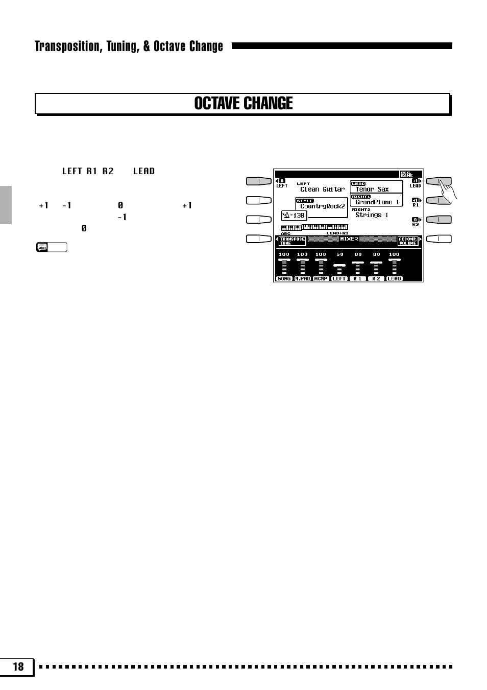 Octave change, Transposition, tuning, & octave change | Yamaha PSR-4000 User Manual | Page 22 / 165