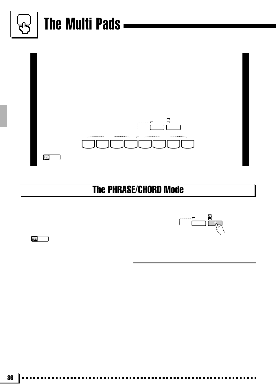 The multi pads, The phrase/chord mode, The phrase pads (pads 1 … 4) | Yamaha PSR-4000 User Manual | Page 40 / 165