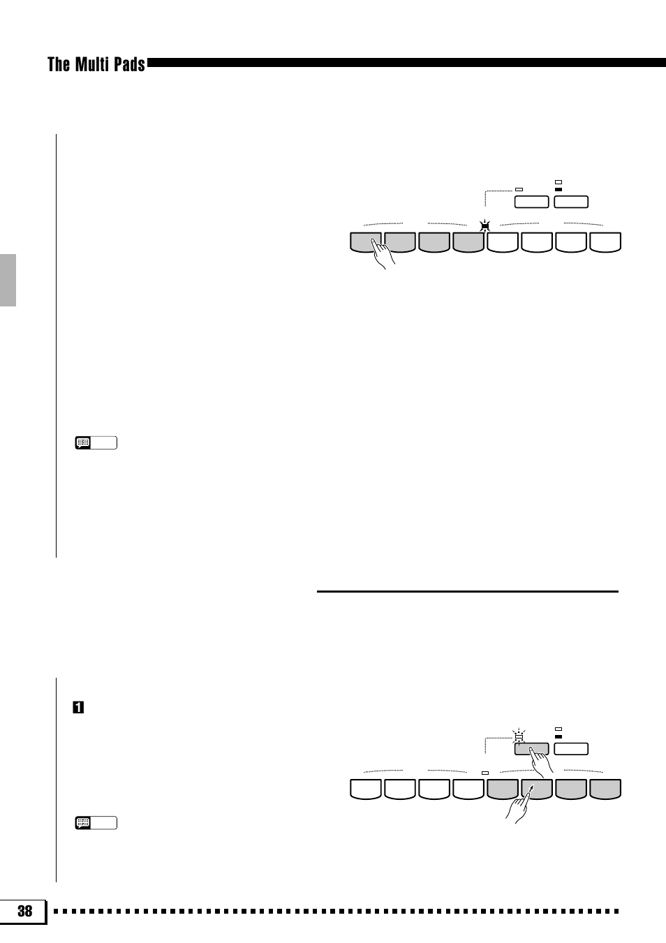 The multi pads, The chord pads (pads 5 … 8), Phrase playback | Recording chords, Select a chord pad for recording | Yamaha PSR-4000 User Manual | Page 42 / 165