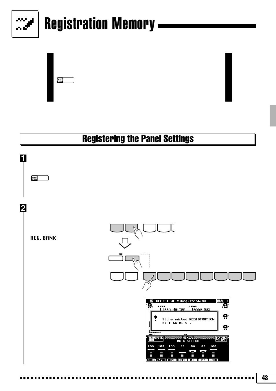 Registering the panel settings, Set up the controls as required | Yamaha PSR-4000 User Manual | Page 47 / 165