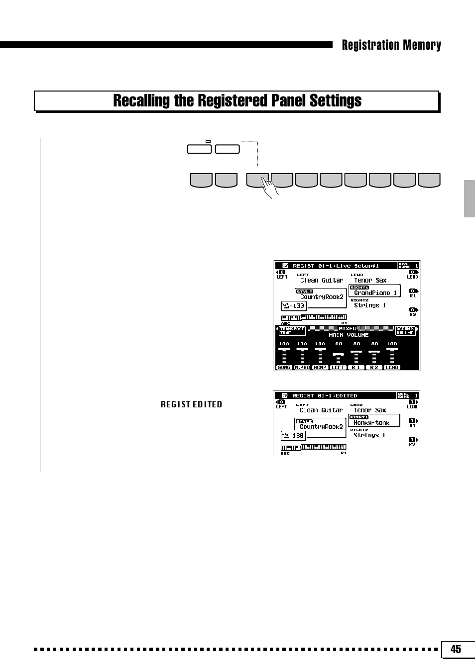 Recalling the registered panel settings | Yamaha PSR-4000 User Manual | Page 49 / 165