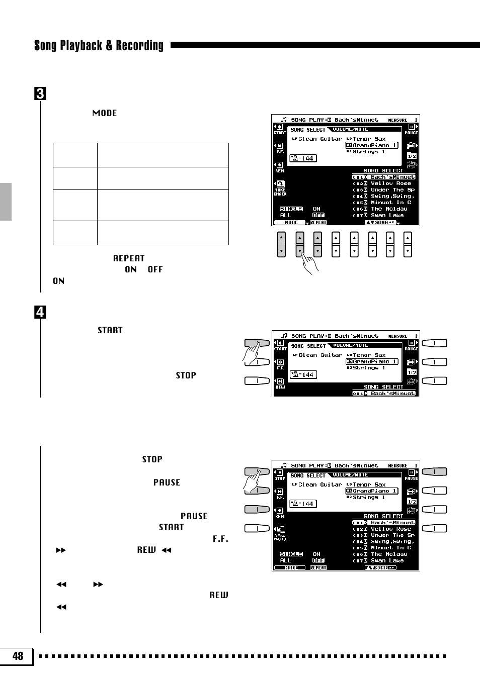 Song playback & recording | Yamaha PSR-4000 User Manual | Page 52 / 165