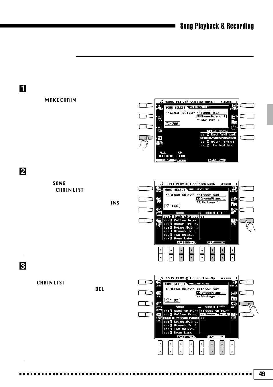 Song playback & recording z, Chain playback | Yamaha PSR-4000 User Manual | Page 53 / 165