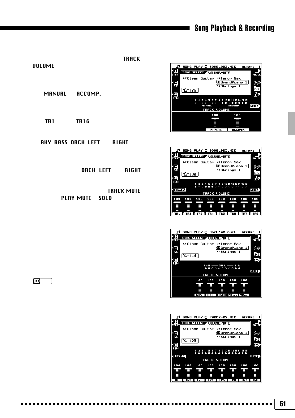 Song playback & recording | Yamaha PSR-4000 User Manual | Page 55 / 165