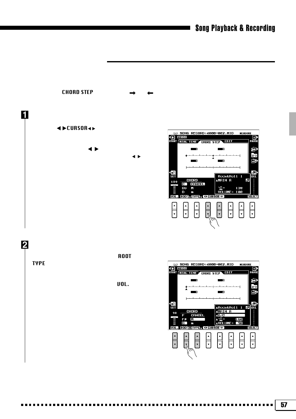 Song playback & recording, Chord step recording | Yamaha PSR-4000 User Manual | Page 61 / 165