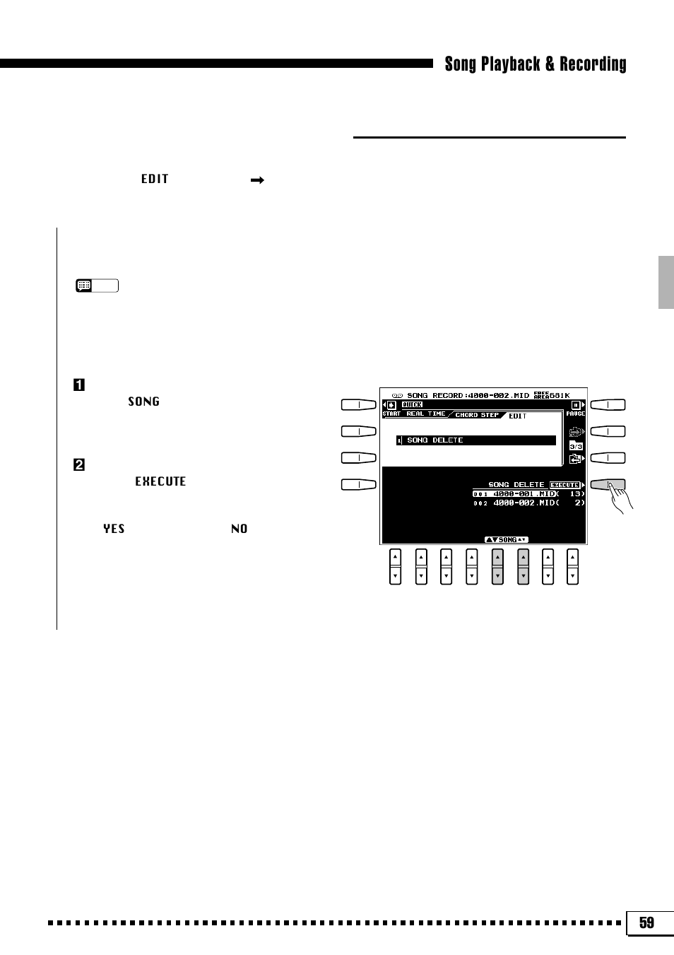 Song playback & recording, Quick record mode edit functions | Yamaha PSR-4000 User Manual | Page 63 / 165