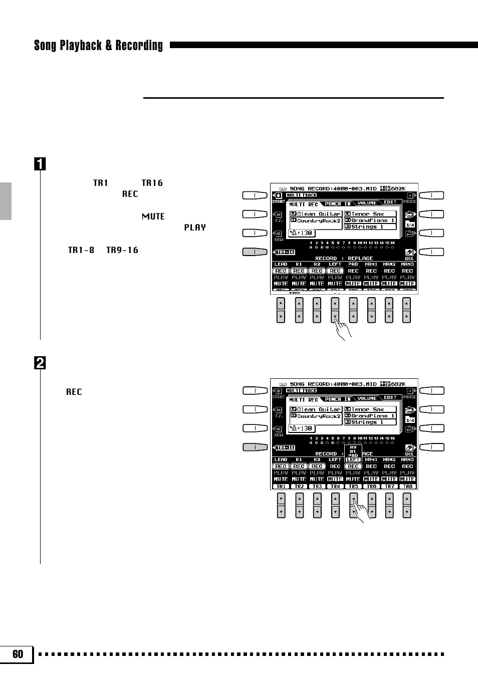 Song playback & recording, Multitrack record | Yamaha PSR-4000 User Manual | Page 64 / 165