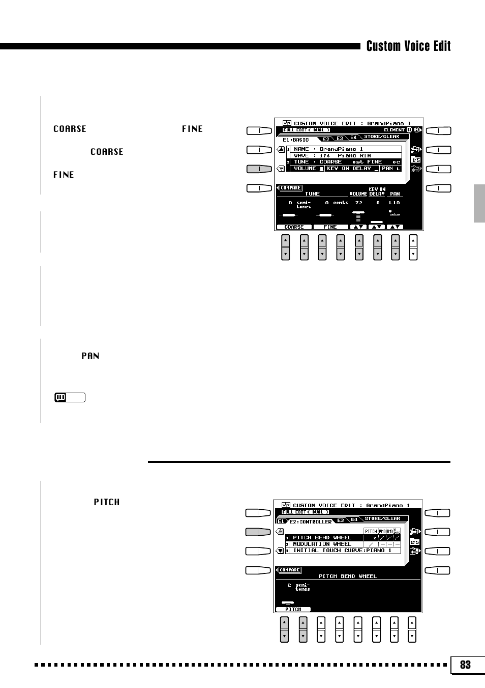 Custom voice edit, E2:controller | Yamaha PSR-4000 User Manual | Page 87 / 165