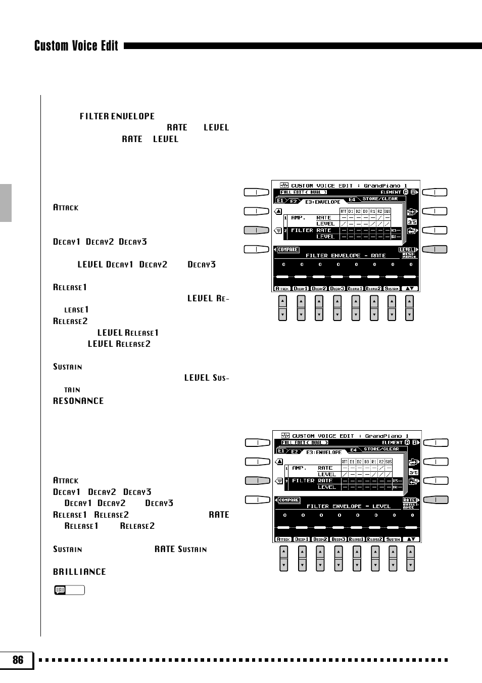 Custom voice edit, Filter | Yamaha PSR-4000 User Manual | Page 90 / 165