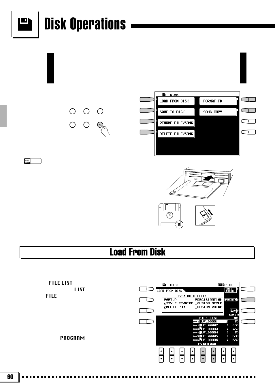 Disk operations, Load from disk | Yamaha PSR-4000 User Manual | Page 94 / 165