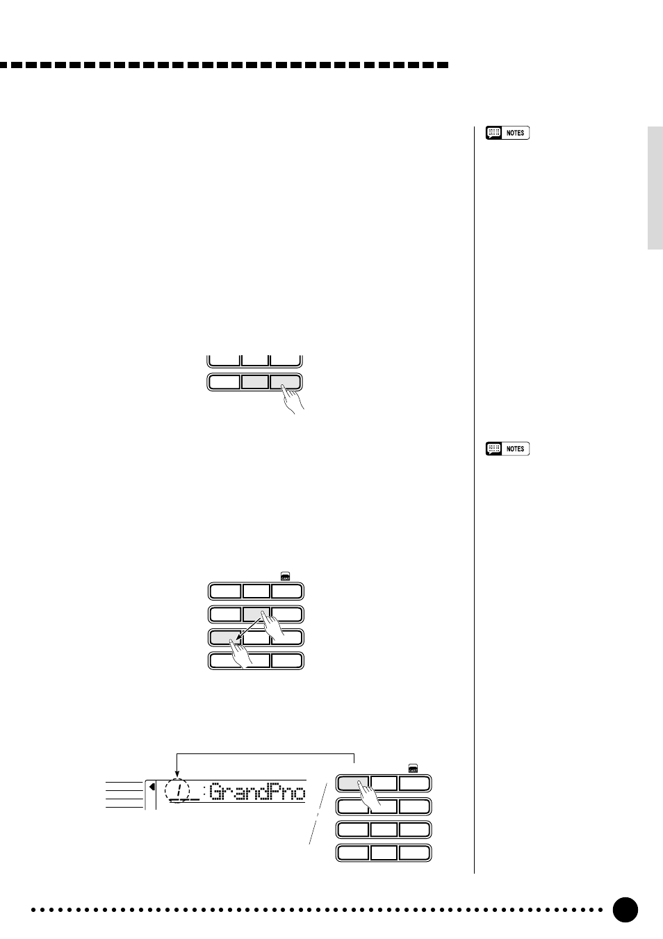 Playing the psr-520, Grandpno, Select a voice | Yamaha PSR-520 User Manual | Page 14 / 102