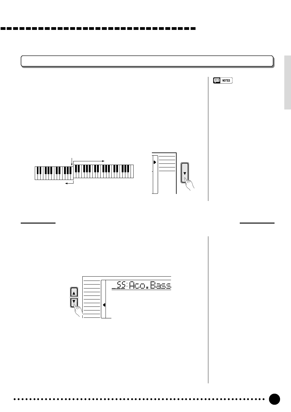 Playing the psr-520 the split mode, Aco.bass, Changing the split voice & related parameters | Select the split voice function, Select the function and set as required | Yamaha PSR-520 User Manual | Page 16 / 102