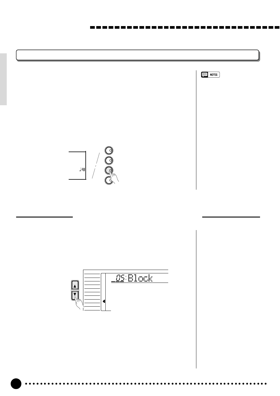 Block, Playing the psr-520 harmony/echo, Selecting a harmony/echo type | Select the harmony/echo function | Yamaha PSR-520 User Manual | Page 21 / 102