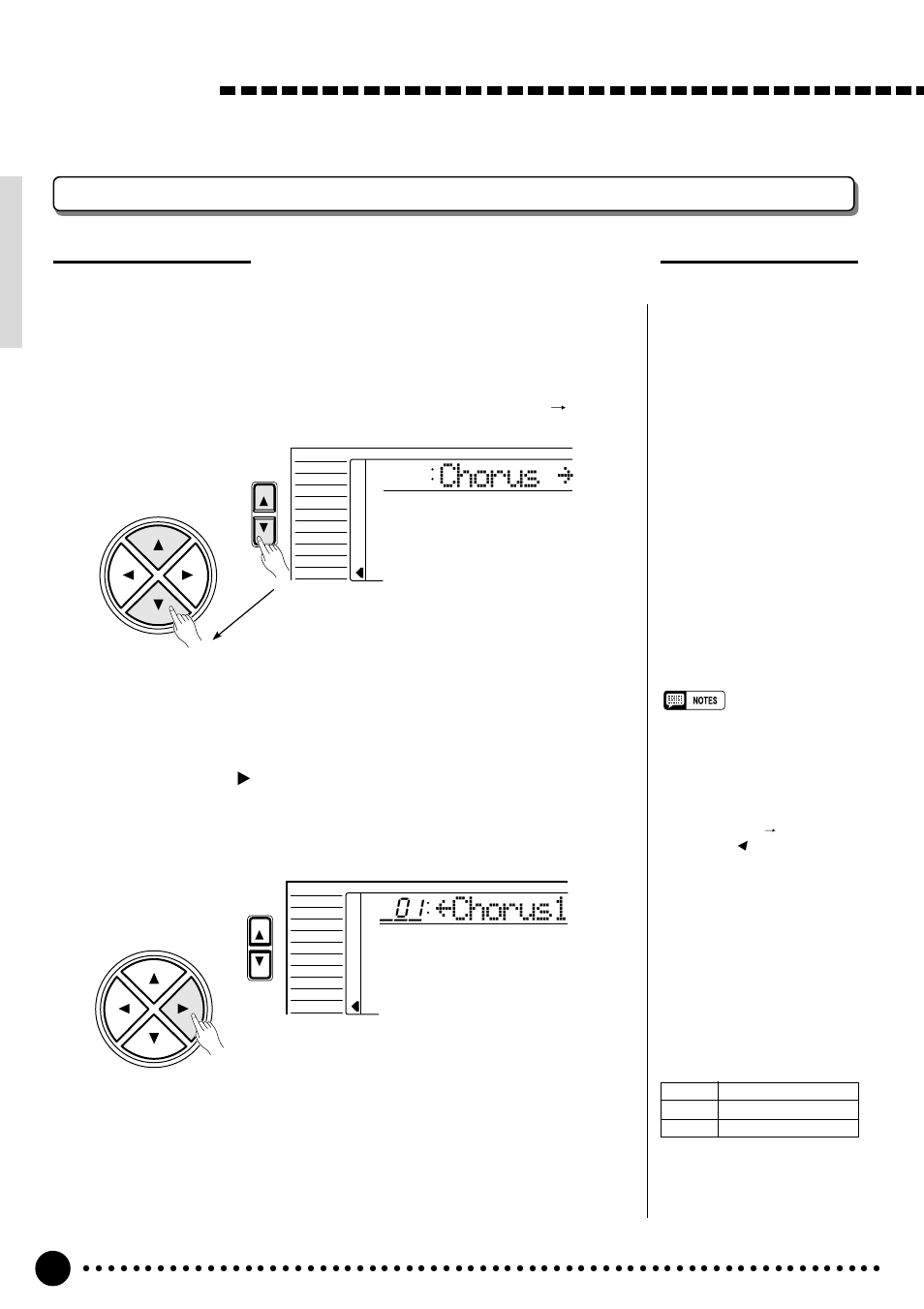 Digital effects changing the chorus effect, Chorus, Chorus1 | Selecting the chorus effect type, Select the chorus type function, Select the chorus type | Yamaha PSR-520 User Manual | Page 27 / 102