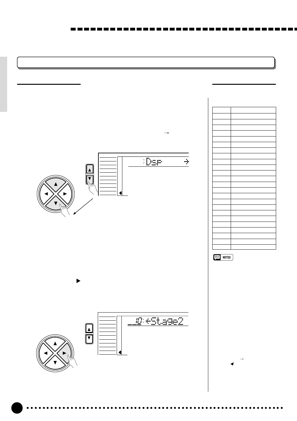 Digital effects changing the dsp effect, Stage2, Selecting the dsp effect type | Select the dsp type, Select the dsp type function | Yamaha PSR-520 User Manual | Page 29 / 102