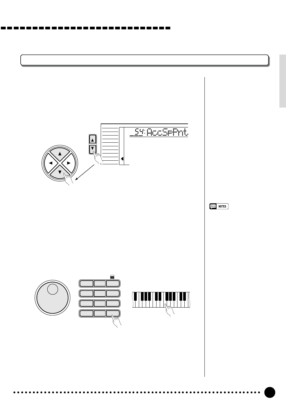 Accsppnt, Select the accompaniment split point function, Set as required | Exit | Yamaha PSR-520 User Manual | Page 42 / 102