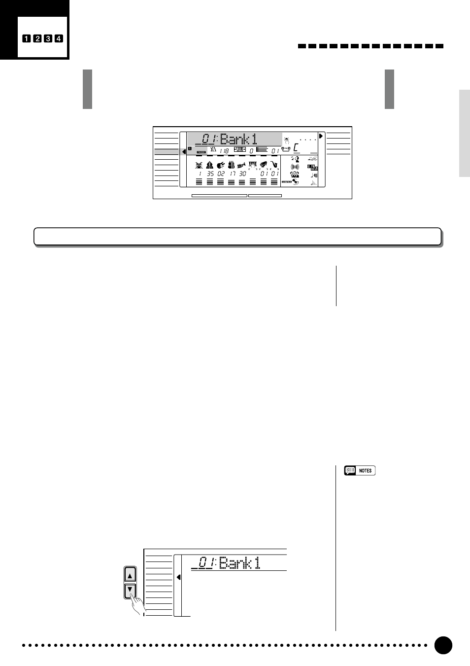 Registering the panel settings, Bank1, Set up the controls as required | Select a registration bank (if necessary) | Yamaha PSR-520 User Manual | Page 44 / 102