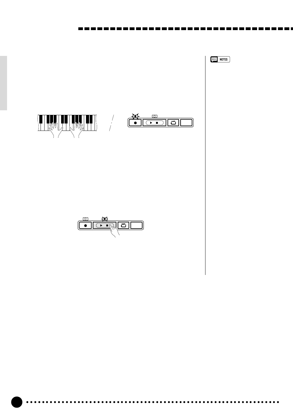 Song recording, Record, Stop recording | Yamaha PSR-520 User Manual | Page 49 / 102