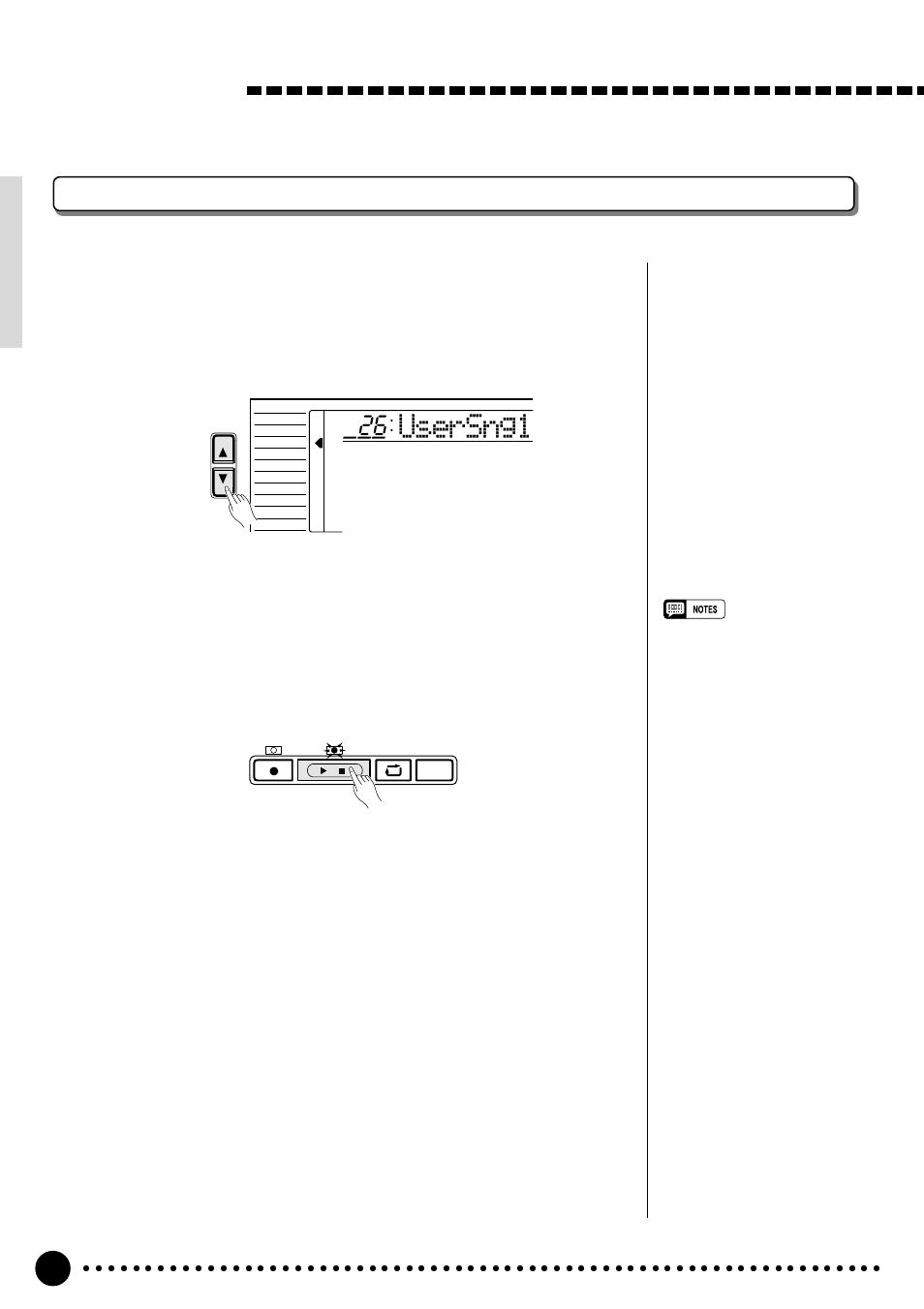 Song recording accompaniment and melody playback, Usersng1, Select a song number | Start playback, Play along if you like, Stop playback | Yamaha PSR-520 User Manual | Page 53 / 102